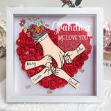 Custom Mom Grandma Hand Holding Flower Shadow Box