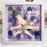 Custom Mom Grandma Hand Holding Flower Shadow Box