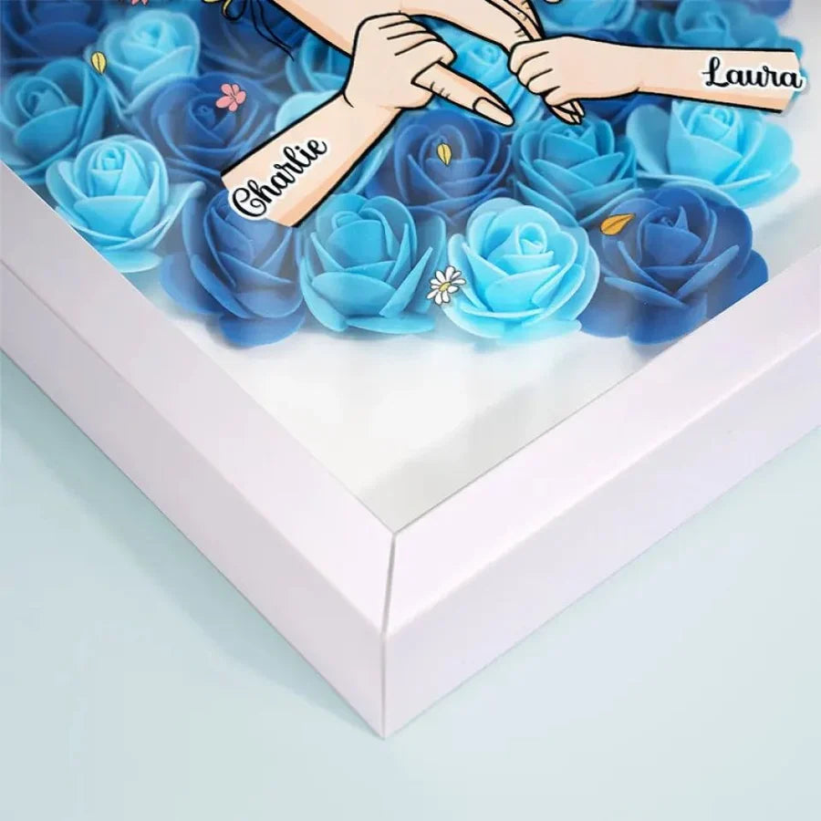 Custom Mom Grandma Hand Holding Flower Shadow Box