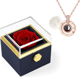Eternal Rose Jewelry Box With Necklace -  Royal-Blue-With-Necklace-Love-You-In-100-Languages