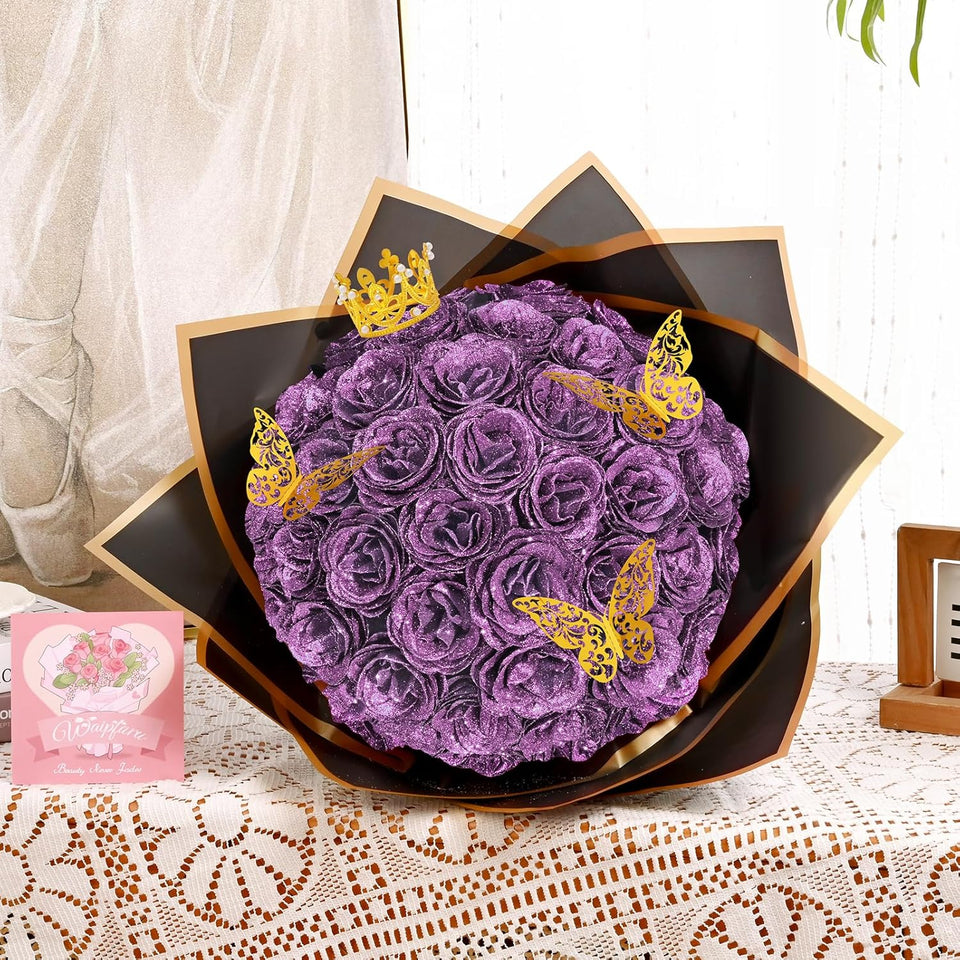 💕Glittering Everlasting Rose Bouquet – Gift for Anniversaries & Milestones