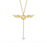 Golden Winged Sparkle Lariat Necklace