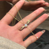 Golden Winged Sparkle Lariat Necklace