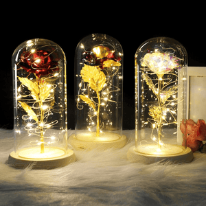 LED Rose In Glass Dome -  three variants