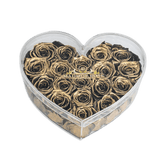 Luxury Golden Roses In Heart Acrylic Box