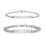 Couples Engraved Bracelet Set -  Silver