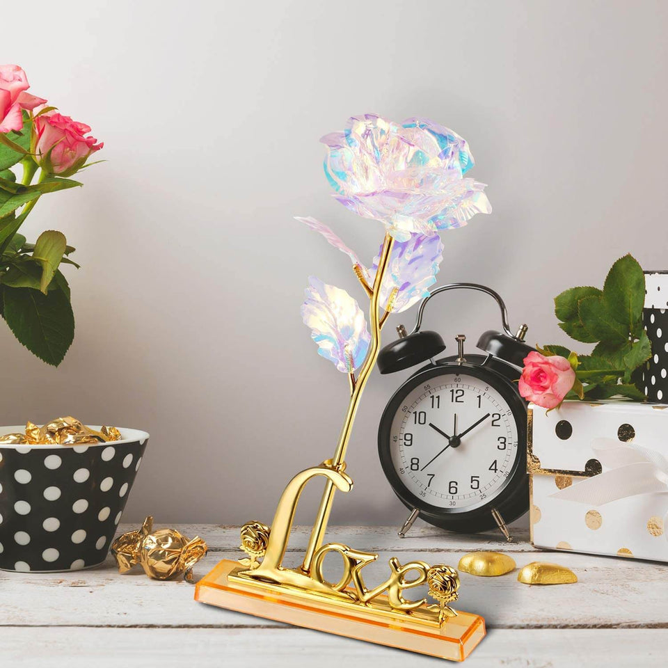 A Galaxy Rose on a table