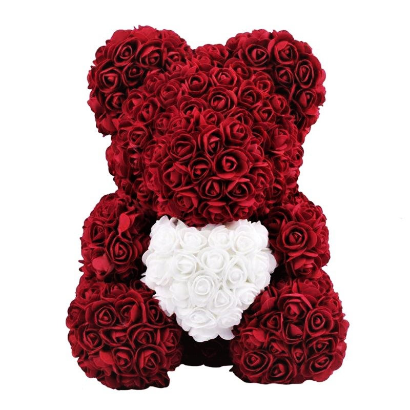 Rose Bear With Exclusive Bag⭐ - Madeofrose Burgundy-White-With-MADEOFROSE-Bag