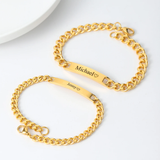 Couples Engraved Bracelet Set -  gold color on grey background