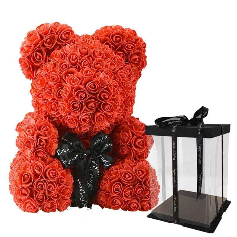 Luxury Rose Bear With Gift Box -  Red-16-40cm