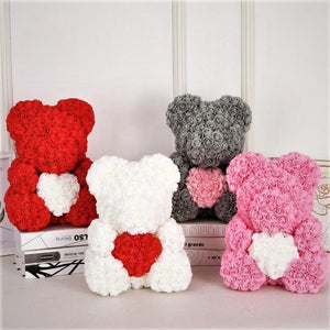 Luxury Rose Bear With Heart - Madeofrose 15-40cm-Pink-Red