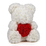 Luxury Rose Bear With Heart - Madeofrose 15-40cm-White-Red
