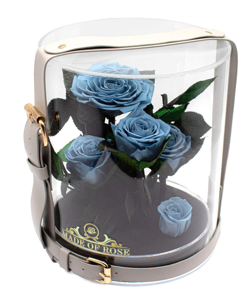 Madeofrose® Preserved Roses In Glass Dome Blue