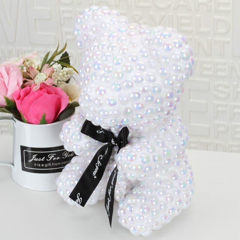 Exclusive Pearl Rose Bear [NEW 2025 Design] -  White - Side View