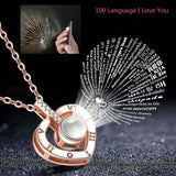 Rose Jewelry Box With Necklace -  closeup of i love you phrase in center stone