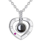 Rose Jewelry Box With Necklace -  Silver-Heart-Only-Necklace