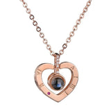 Rose Jewelry Box With Necklace -  Gold-Heart-Only-Necklace