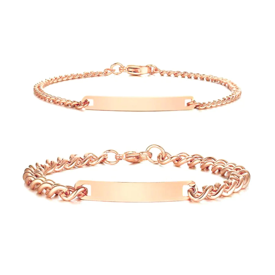 Couples Engraved Bracelet Set -  Rose-Gold